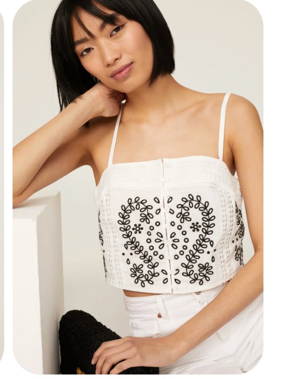 Marissa Webb x RTR White Embroidered Crop Top Size 8
